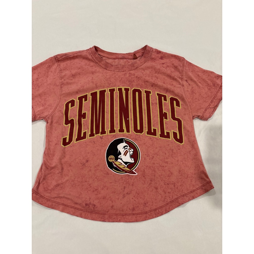Pressbox Florida State Seminoles Women S Mineral Wash Cropped T-Shirt FSU Garnet